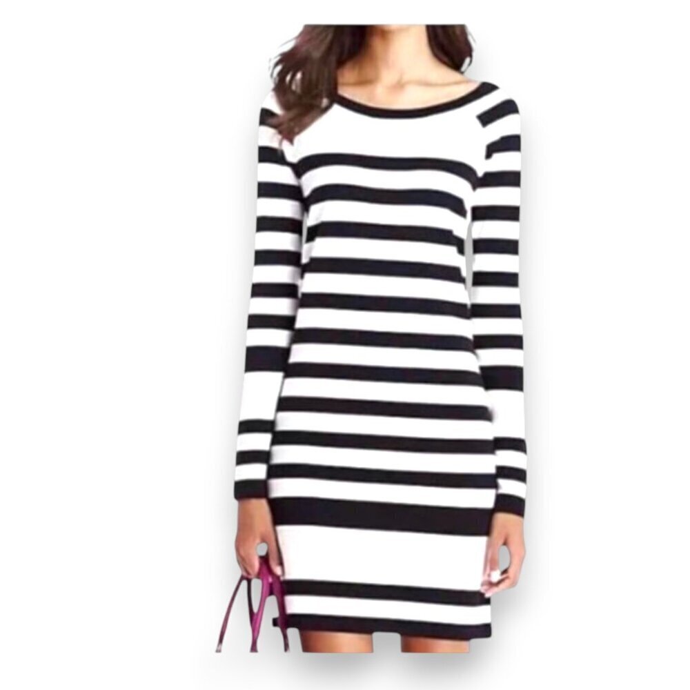 Diane von Furstenberg DVF Black & White Striped Silk Knit Dress Size L